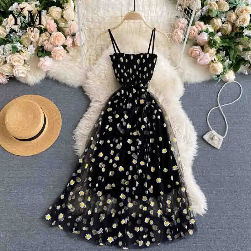 YuooMuoo Mesh Daisy Midi Dress