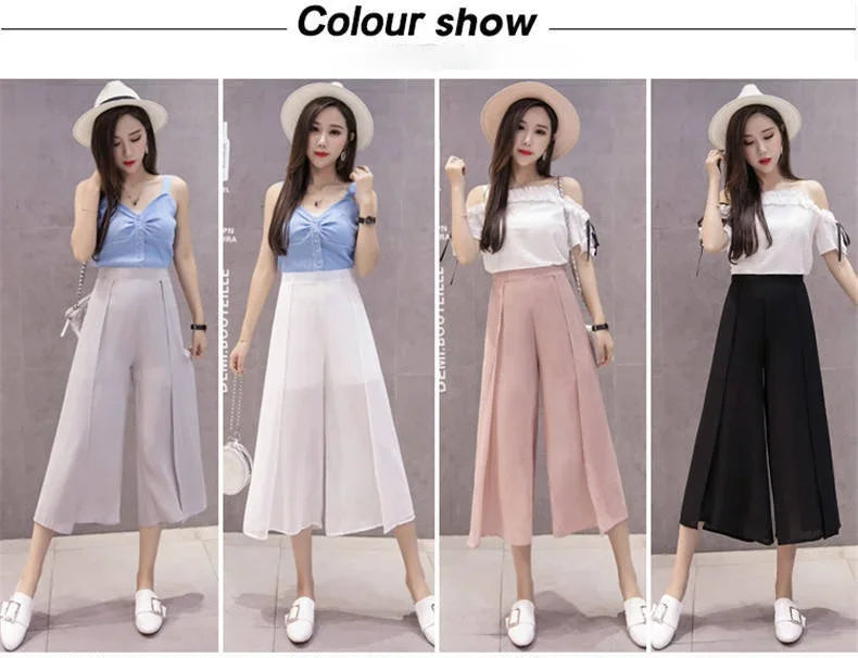 Side-Split Chiffon Skirt with Built-In Shorts