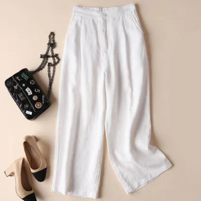 Cotton Linen Pants with Wide-Leg