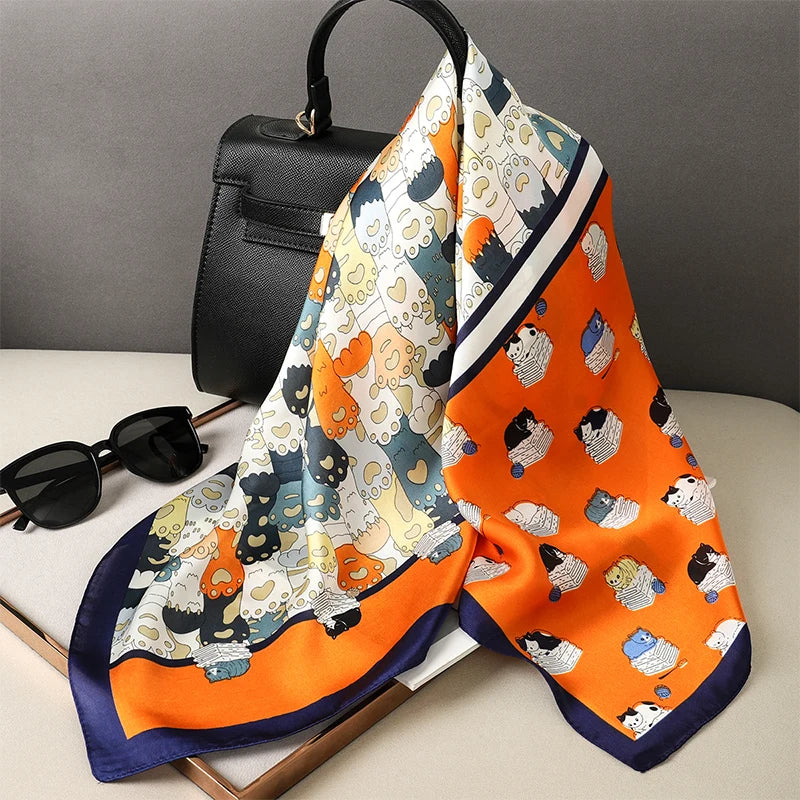 Silky Square Scarf & Head Wrap for Women