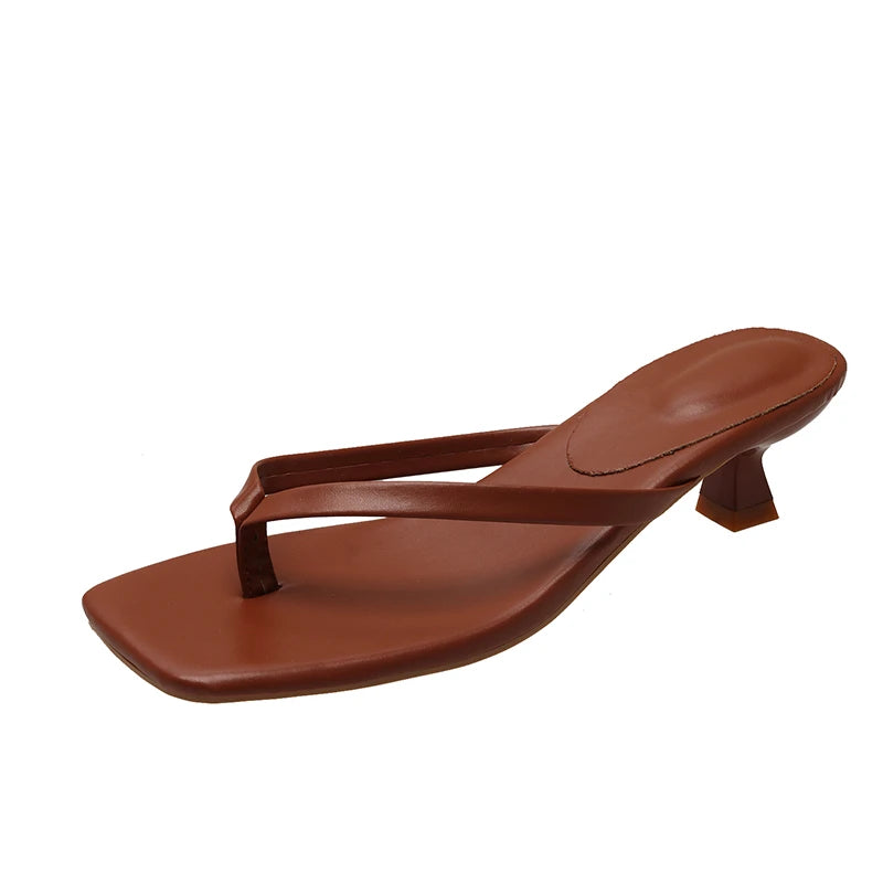Clip-Toe Sandals with Low Heel