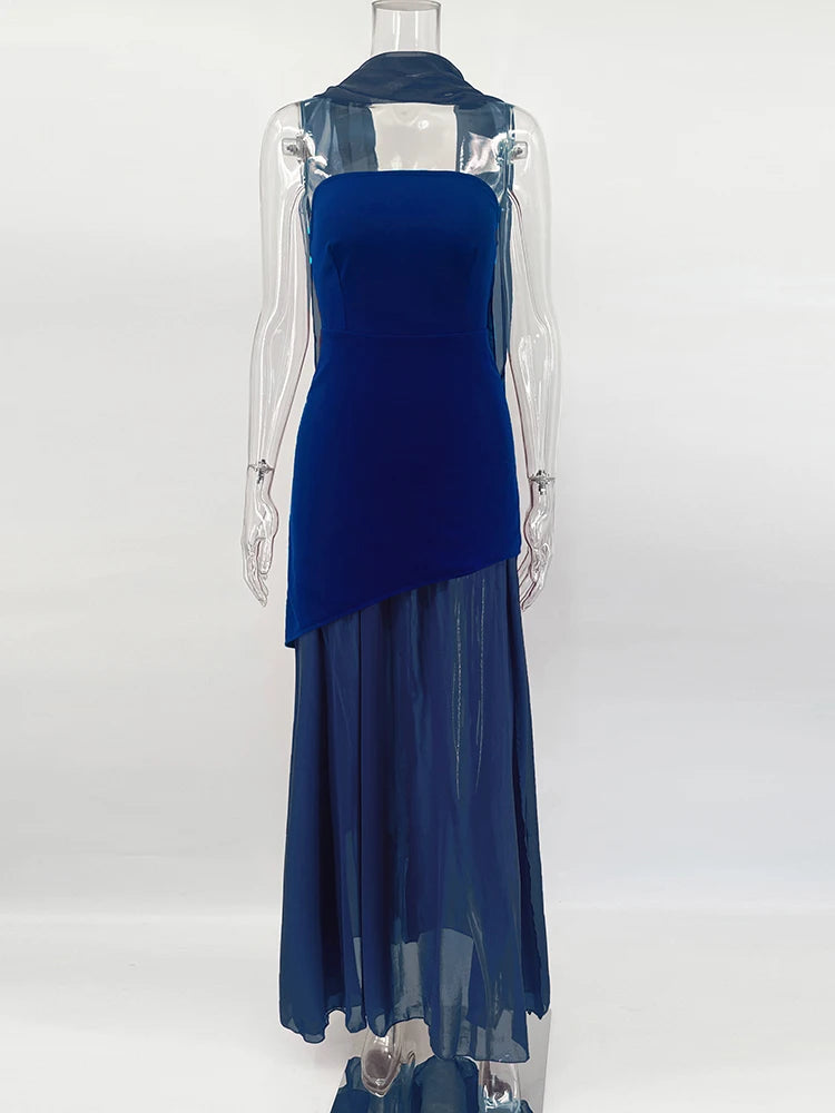 TARUXY Strapless Mesh Ribbon Dress