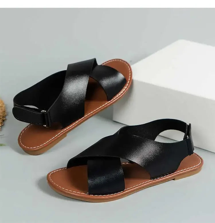 Summer Flat Sandals with Soft PU Leather
