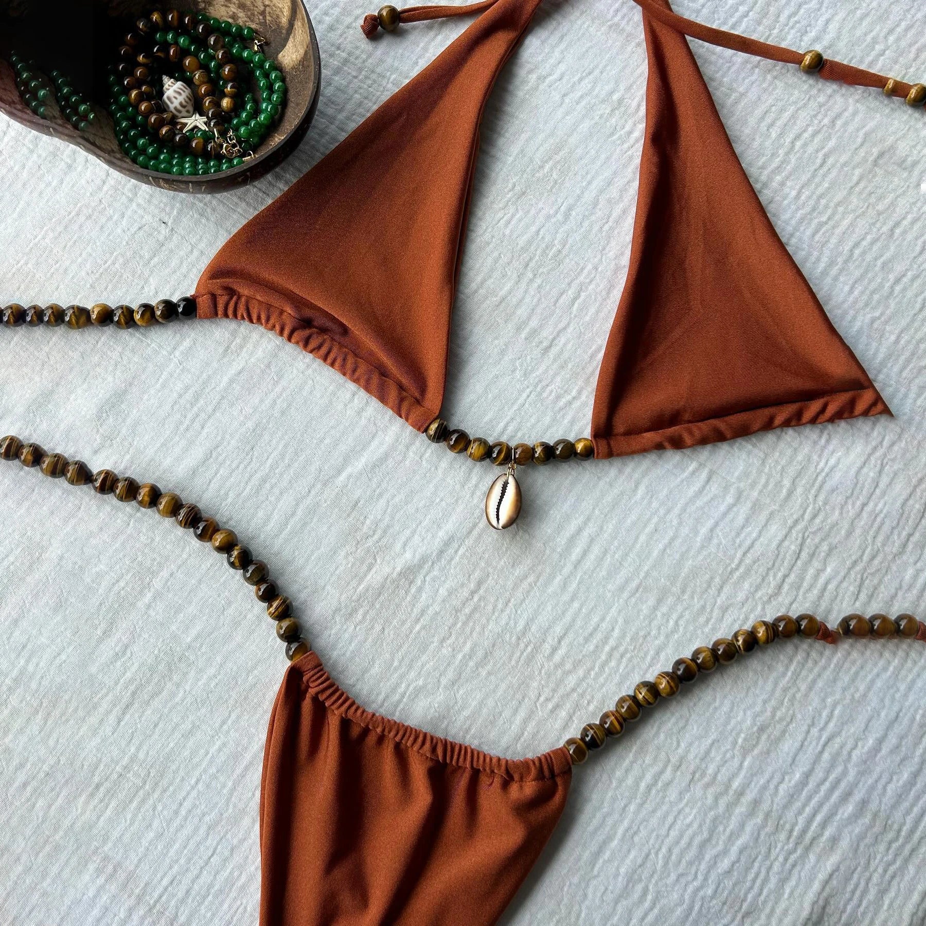 Women’s Bandeau Bikini – Shiny Halter Swimwear