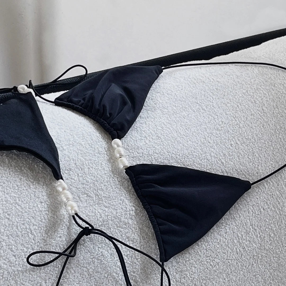 Women’s Bandeau Bikini – Shiny Halter Swimwear