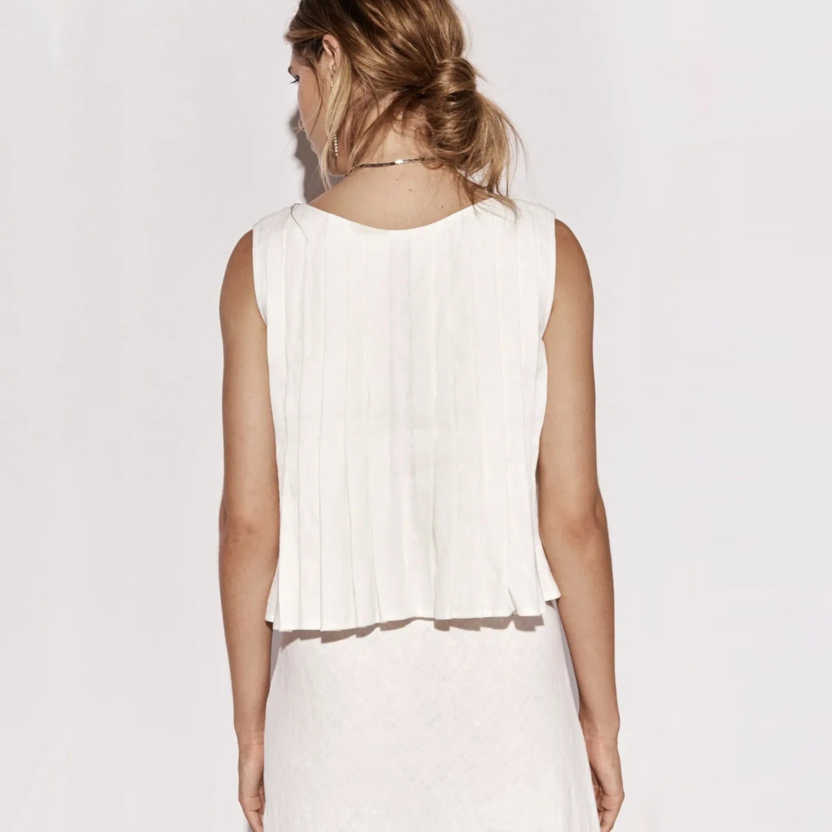 Bow Lace-Up Sleeveless Cotton Linen Top