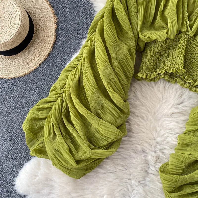 Sheer Y2K Chiffon Cropped Blouse with Long Sleeves