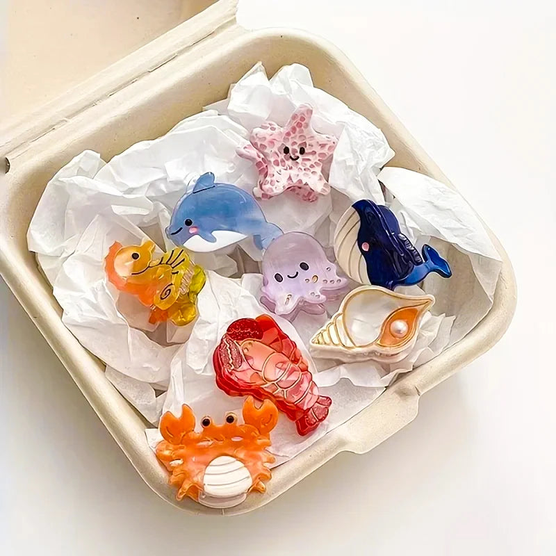 Ocean Animal Claw Clips with Crab, Starfish & Whale