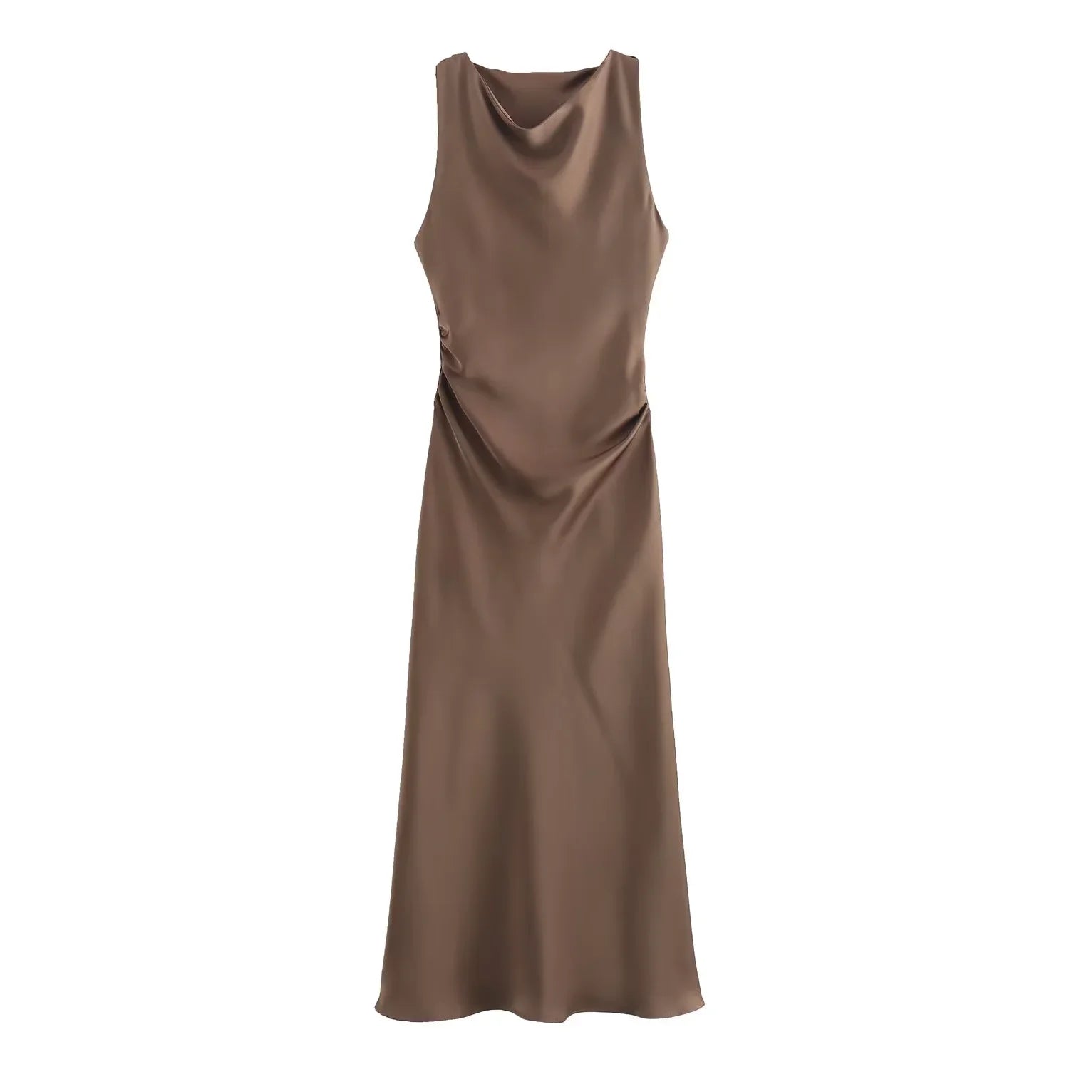 TRAF Satin Slip Midi Dress for Summer