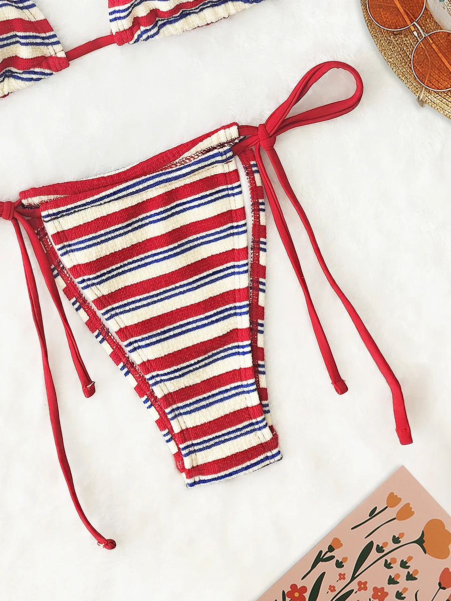 Women’s Sexy Push-Up Two-Piece Stripe Bikini Set