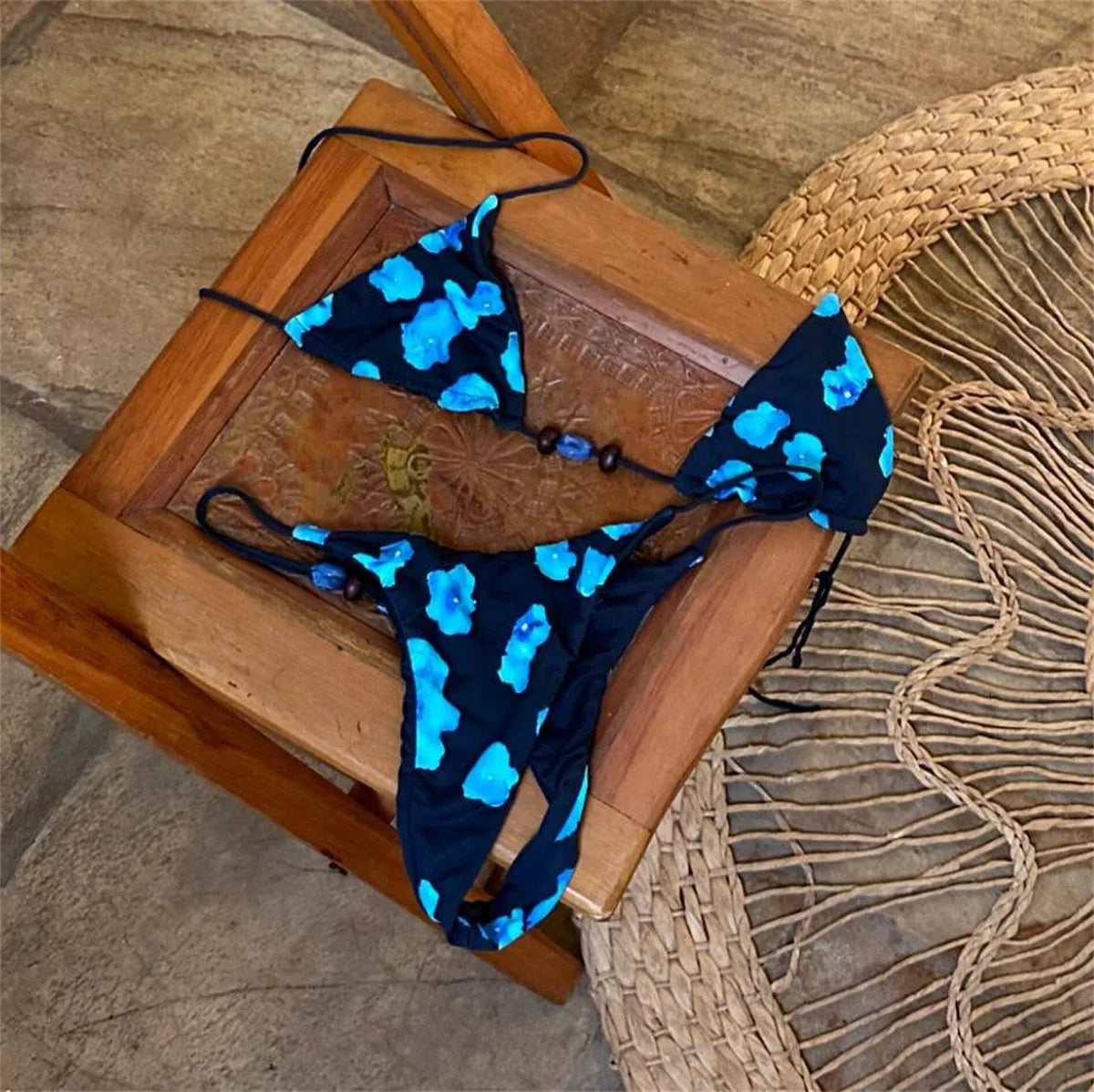 Women’s Bandeau Bikini – Shiny Halter Swimwear