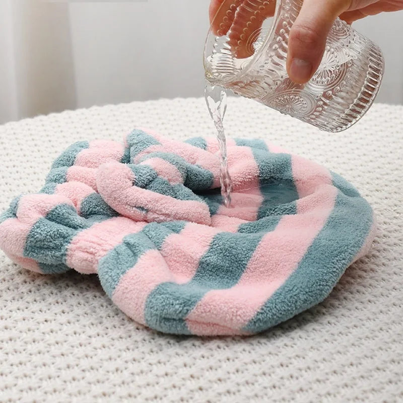 Striped Quick-Dry Hair Towel Cap