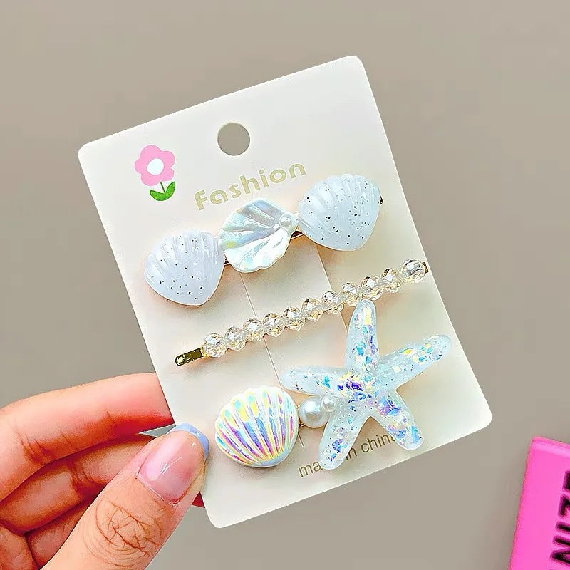 AWAYTR Elegant Starfish & Shell Hair Clips for Summer