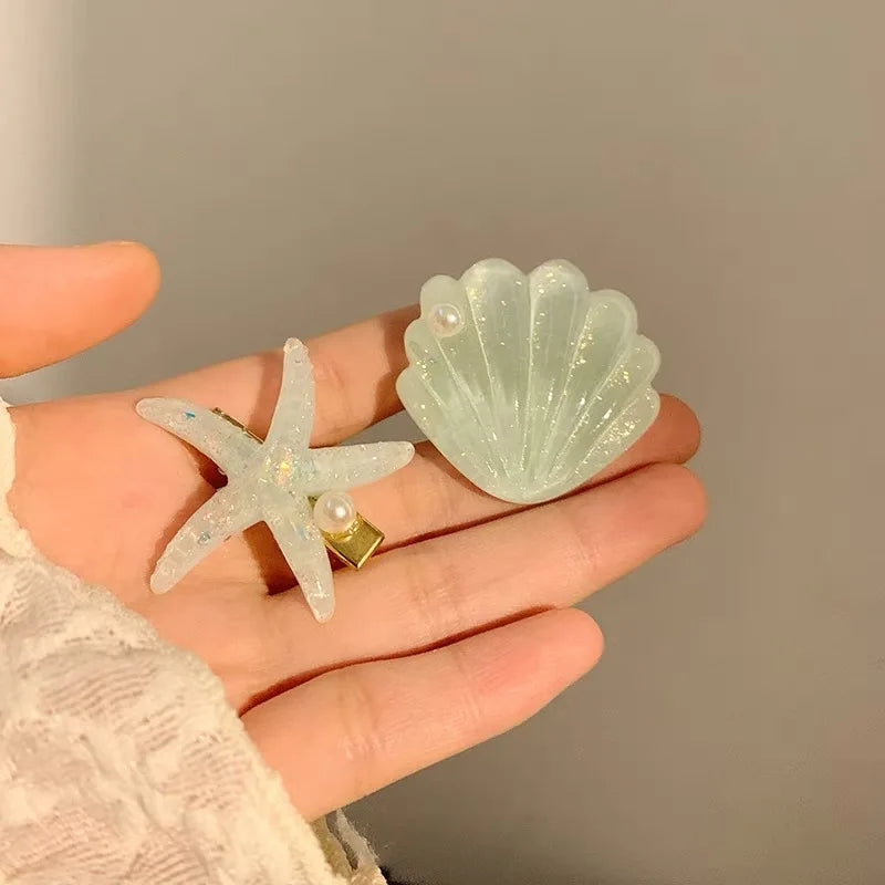 AWAYTR Elegant Starfish & Shell Hair Clips for Summer