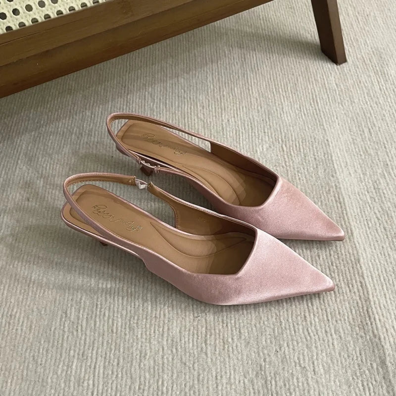 Bailamos Pointed-Toe Slingback Mules with Low Heel