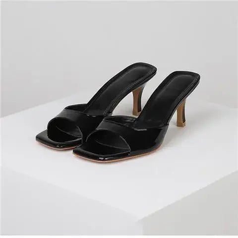 Square-Toe High Heel Sandals