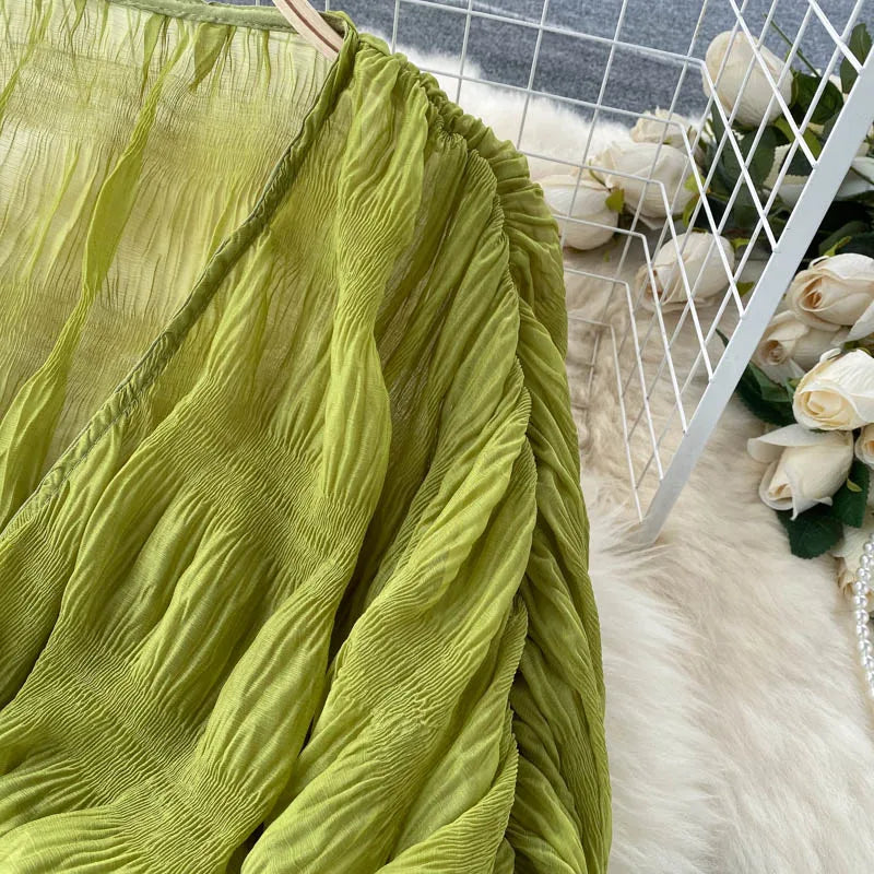 Sheer Y2K Chiffon Cropped Blouse with Long Sleeves