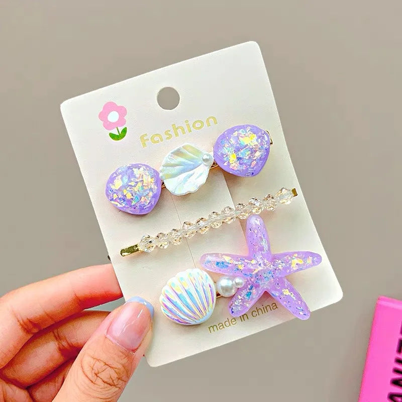 AWAYTR Elegant Starfish & Shell Hair Clips for Summer
