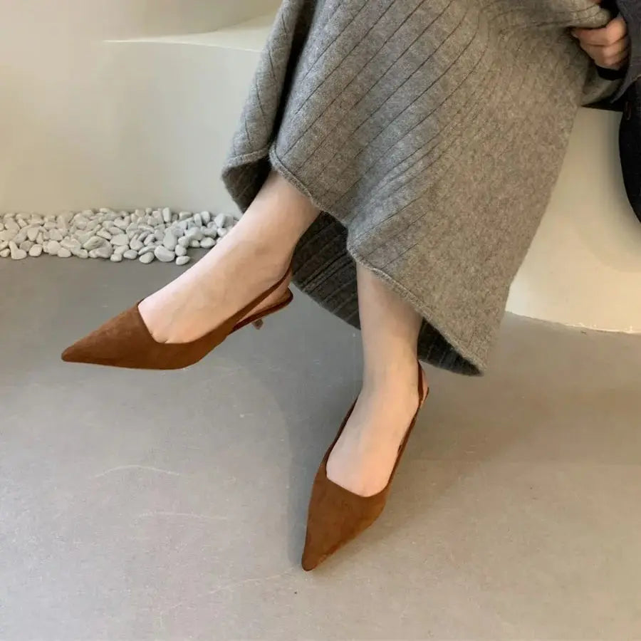 Bailamos Pointed-Toe Slingback Mules with Low Heel