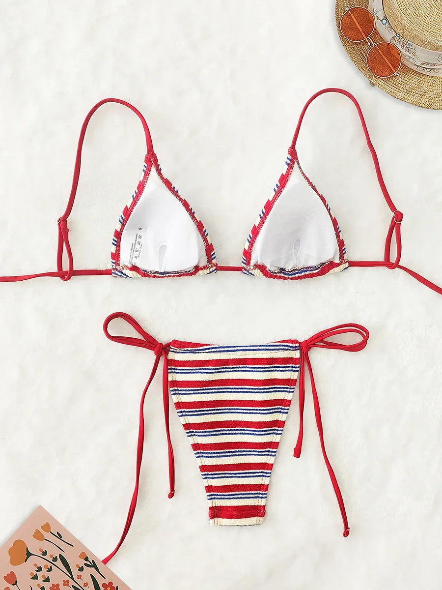Women’s Sexy Push-Up Two-Piece Stripe Bikini Set