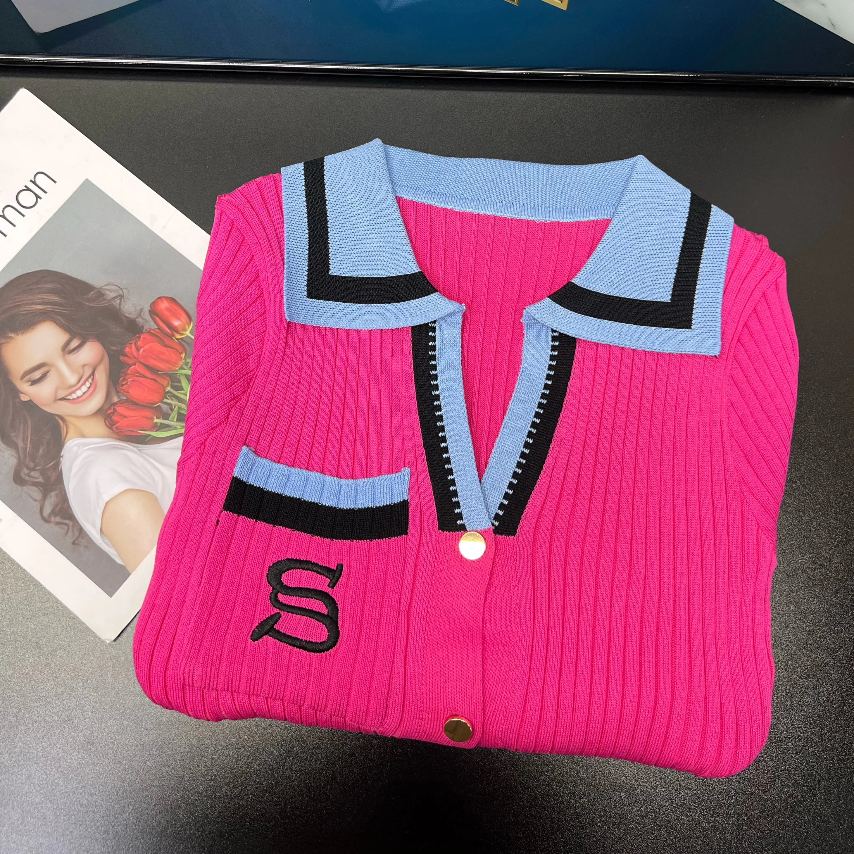 YuooMuoo Embroidered Knit Wrap Sweater Dress