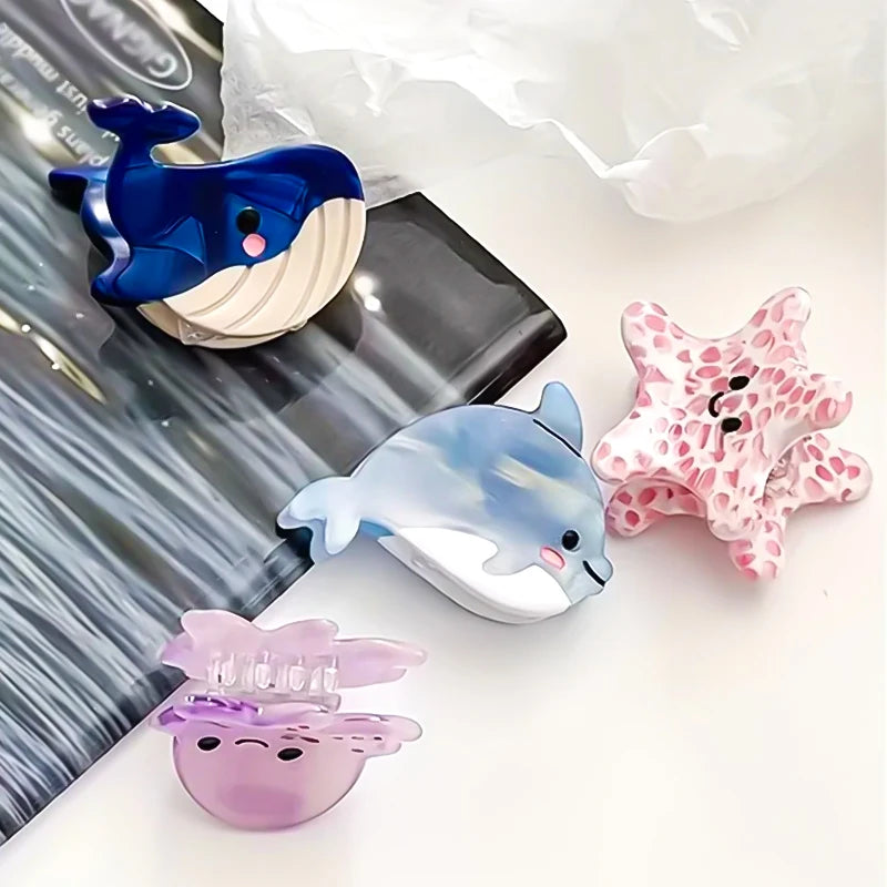 Ocean Animal Claw Clips with Crab, Starfish & Whale