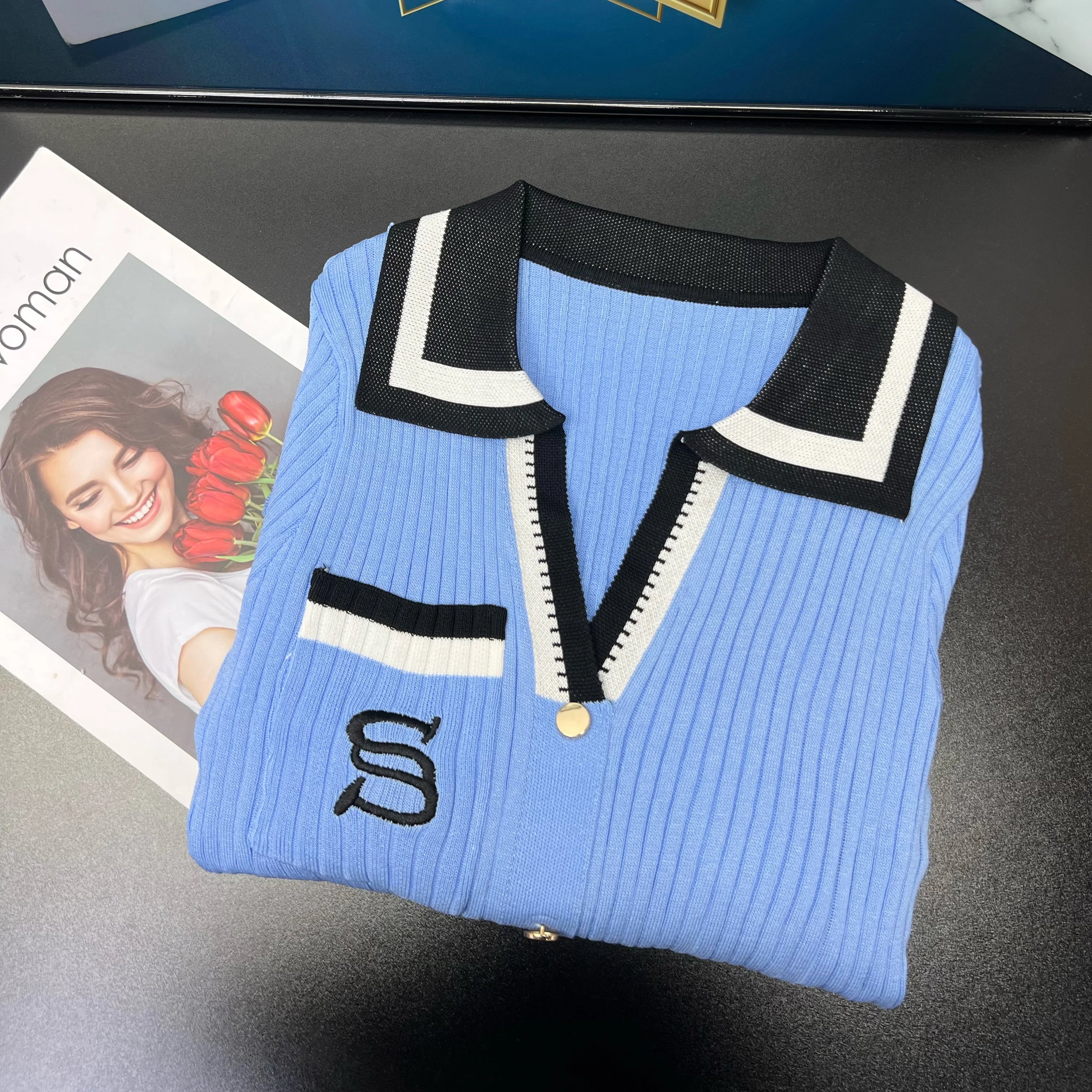 YuooMuoo Embroidered Knit Wrap Sweater Dress