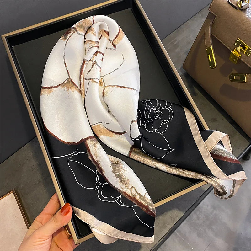 Silky Square Scarf & Head Wrap for Women