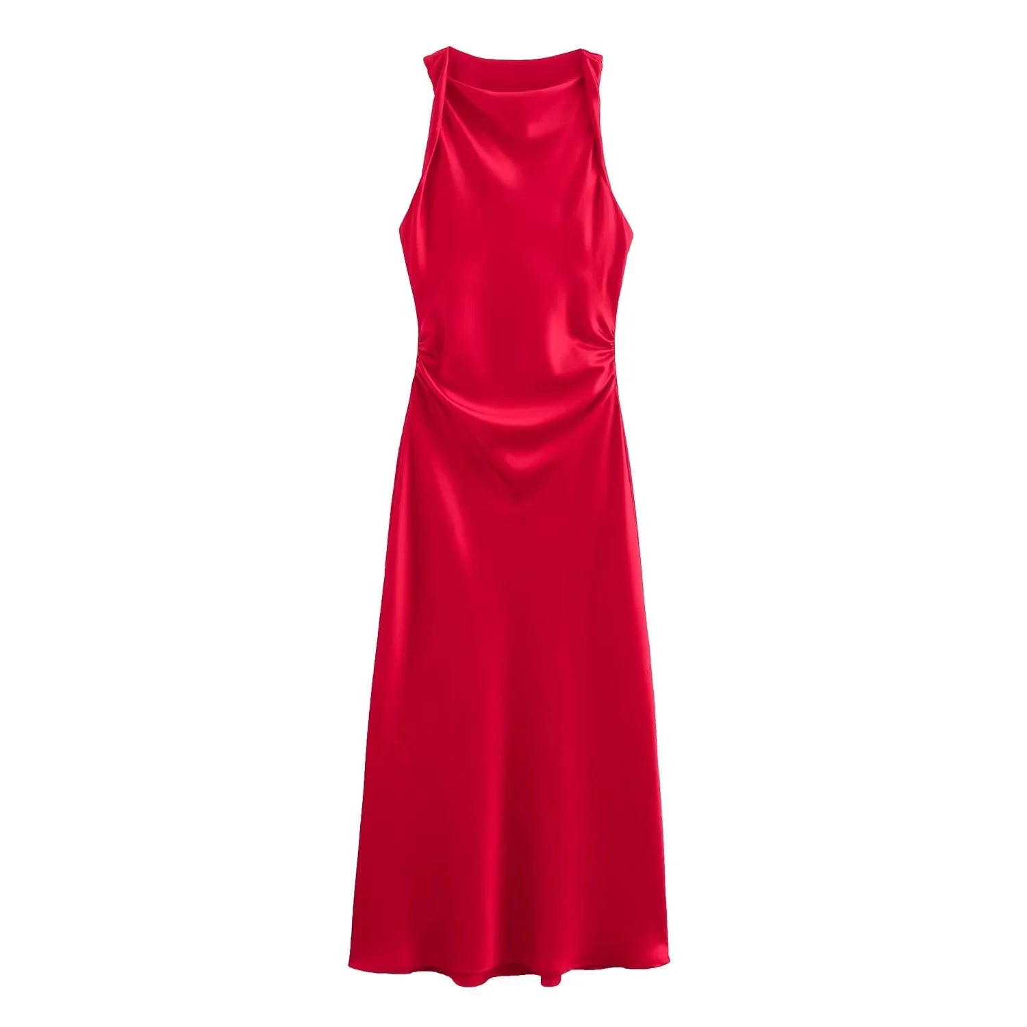 TRAF Satin Slip Midi Dress for Summer