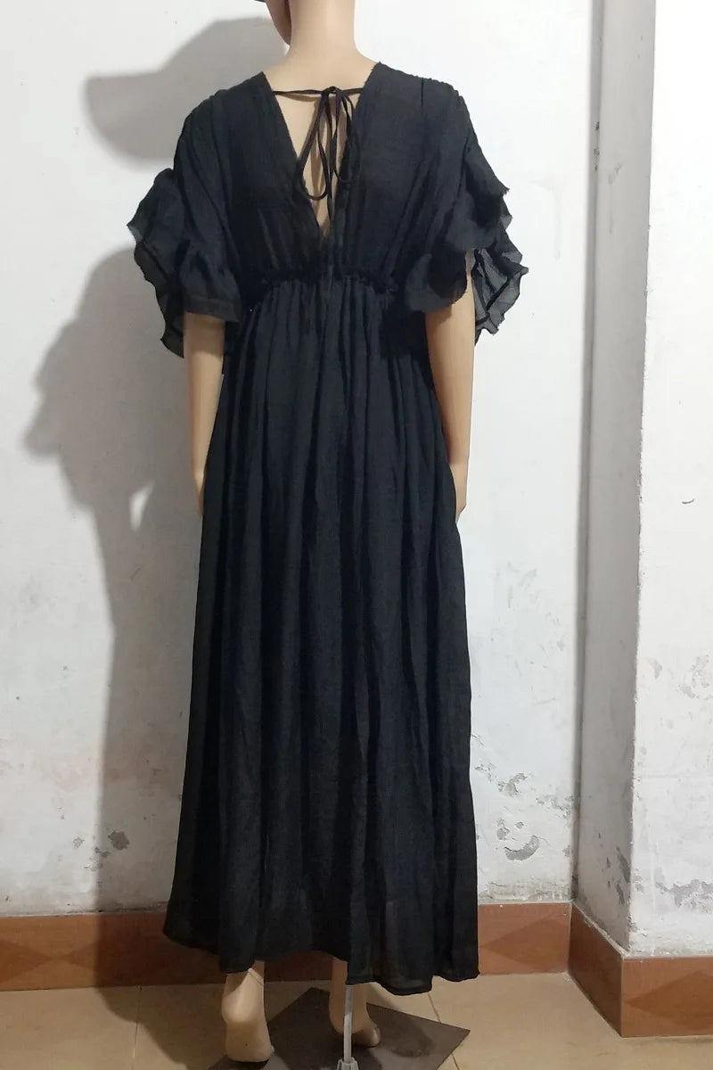 Long V-Neck Kimono Cover-Up