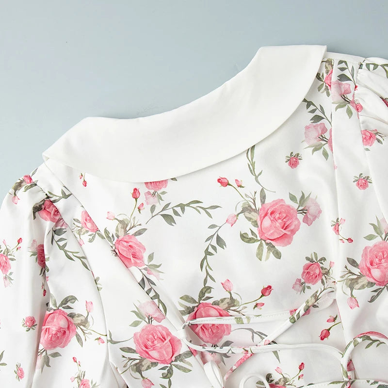 Tornova Puff Sleeve Ruffled Mini Dress