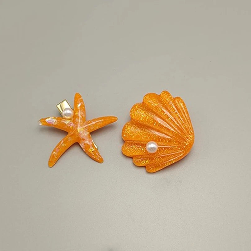 AWAYTR Elegant Starfish & Shell Hair Clips for Summer