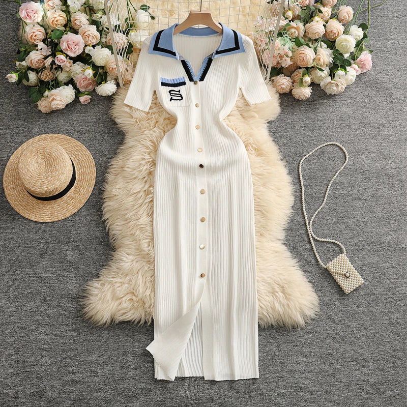 YuooMuoo Embroidered Knit Wrap Sweater Dress