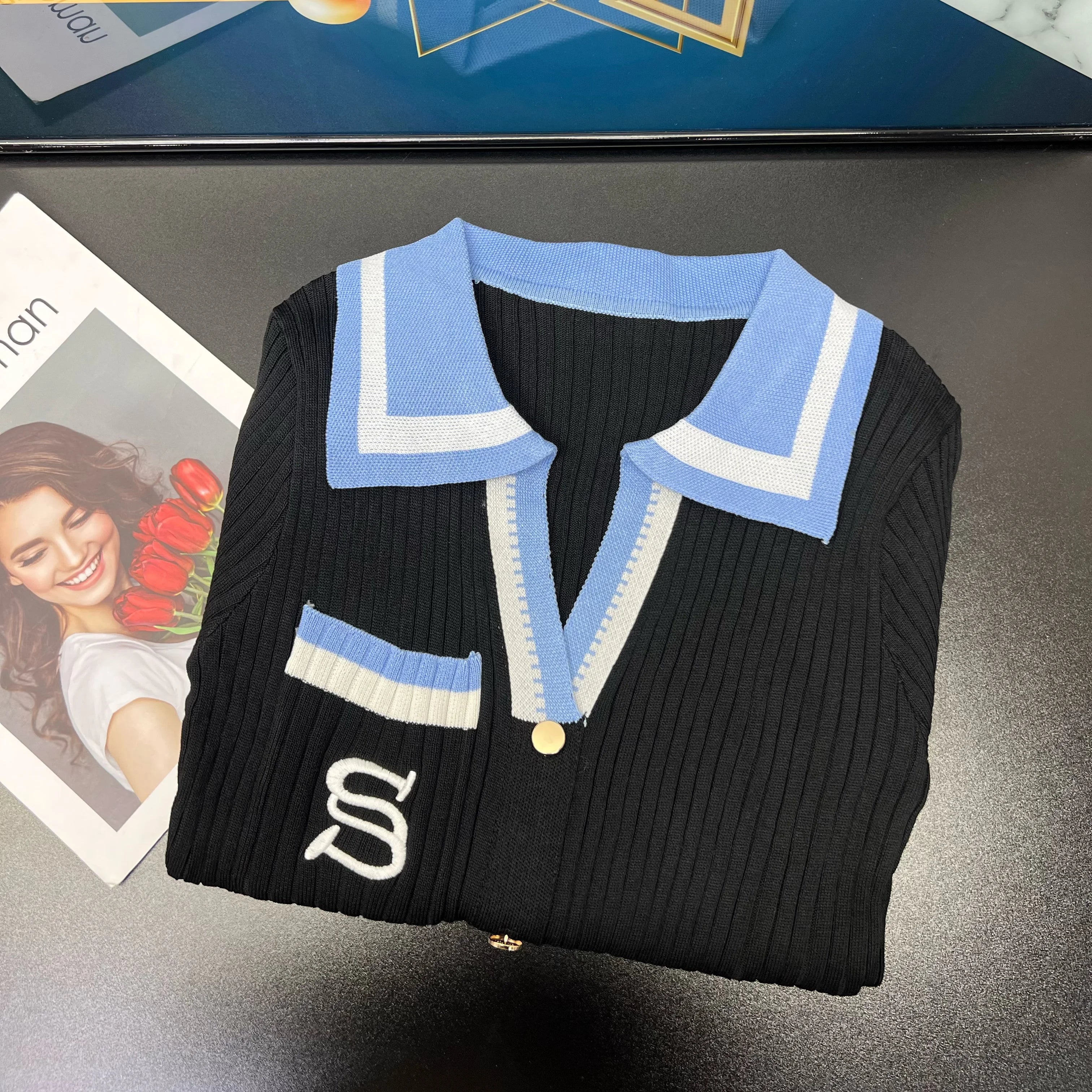 YuooMuoo Embroidered Knit Wrap Sweater Dress