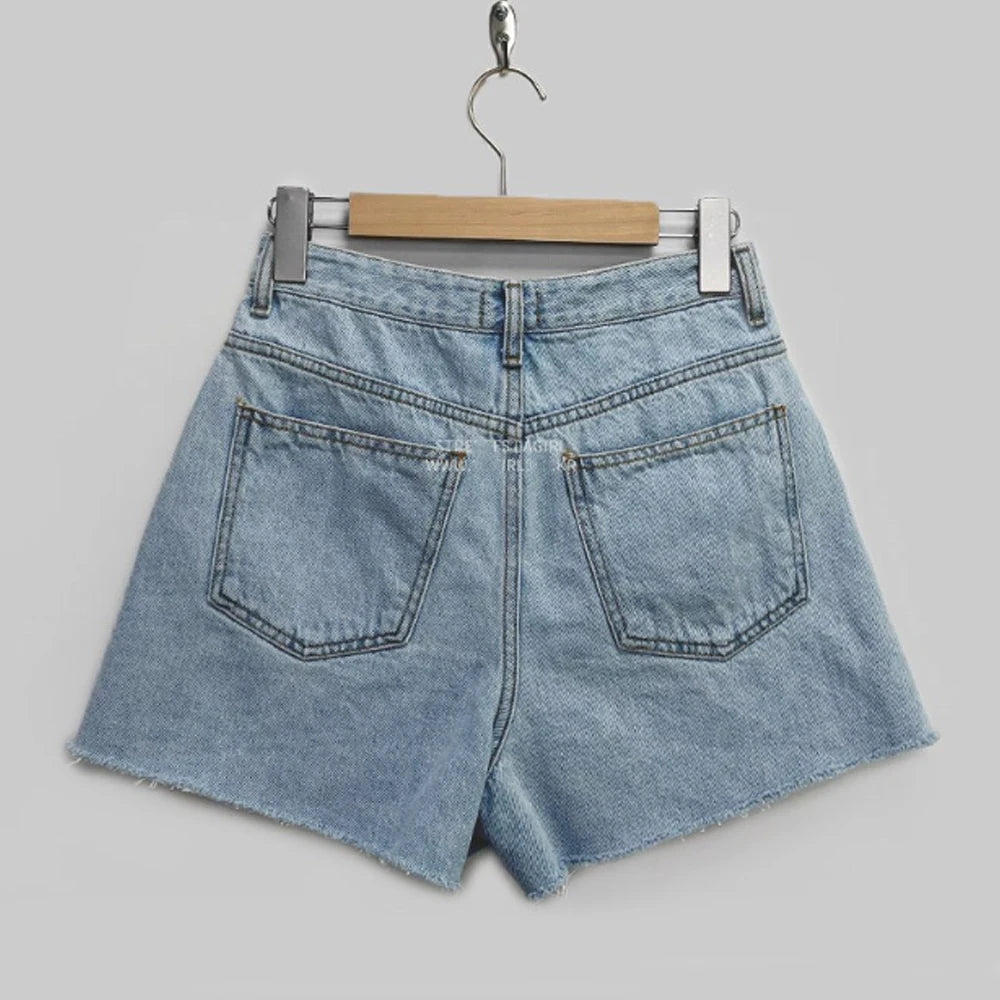 Y2K High-Waisted Denim Jorts with Hearts
