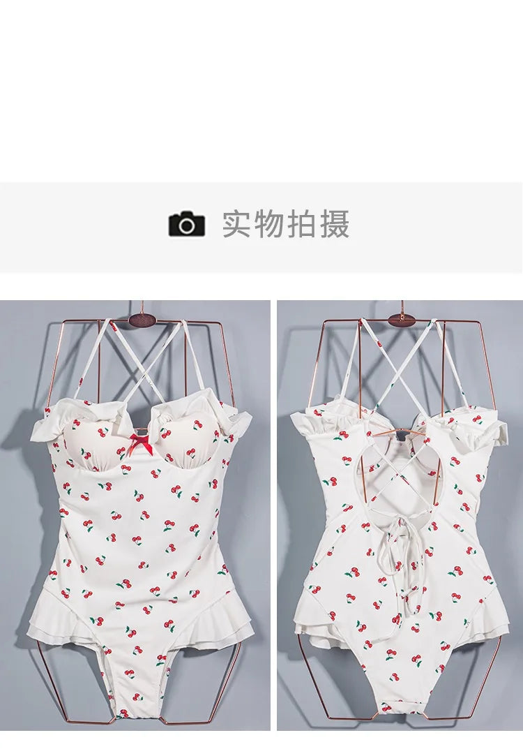 Cherry Print Vintage One-Piece Swimsuit