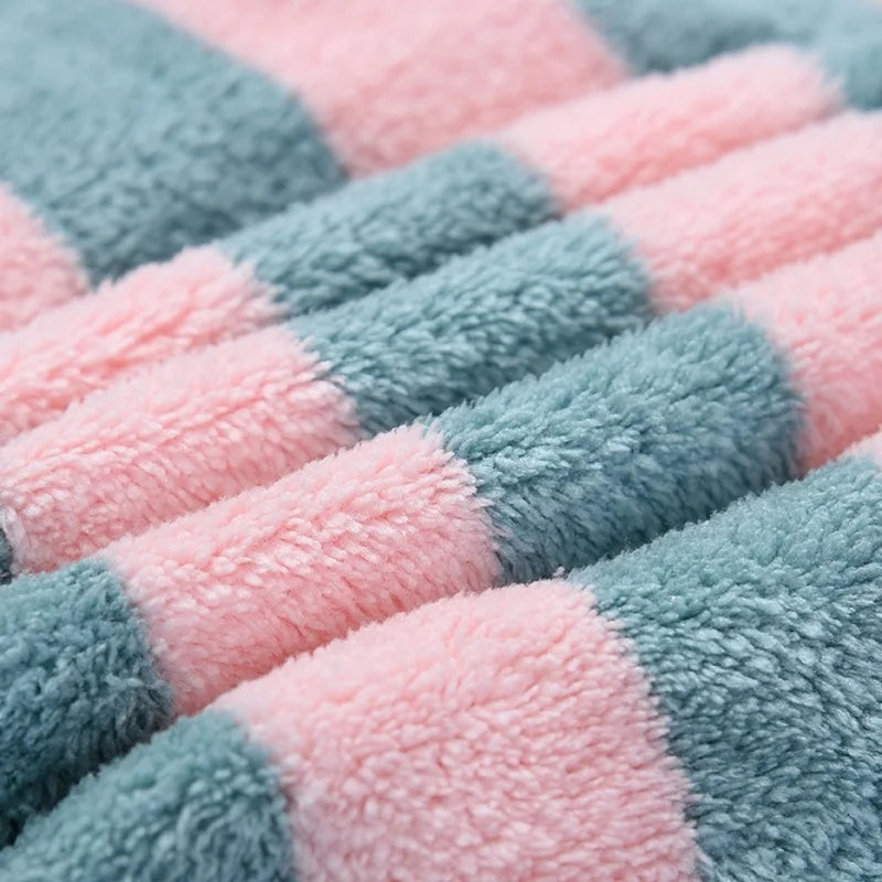 Striped Quick-Dry Hair Towel Cap