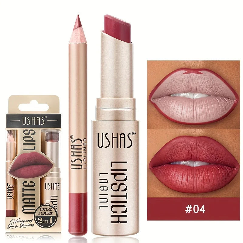 USHAS Matte Lipstick & Lip Liner Set