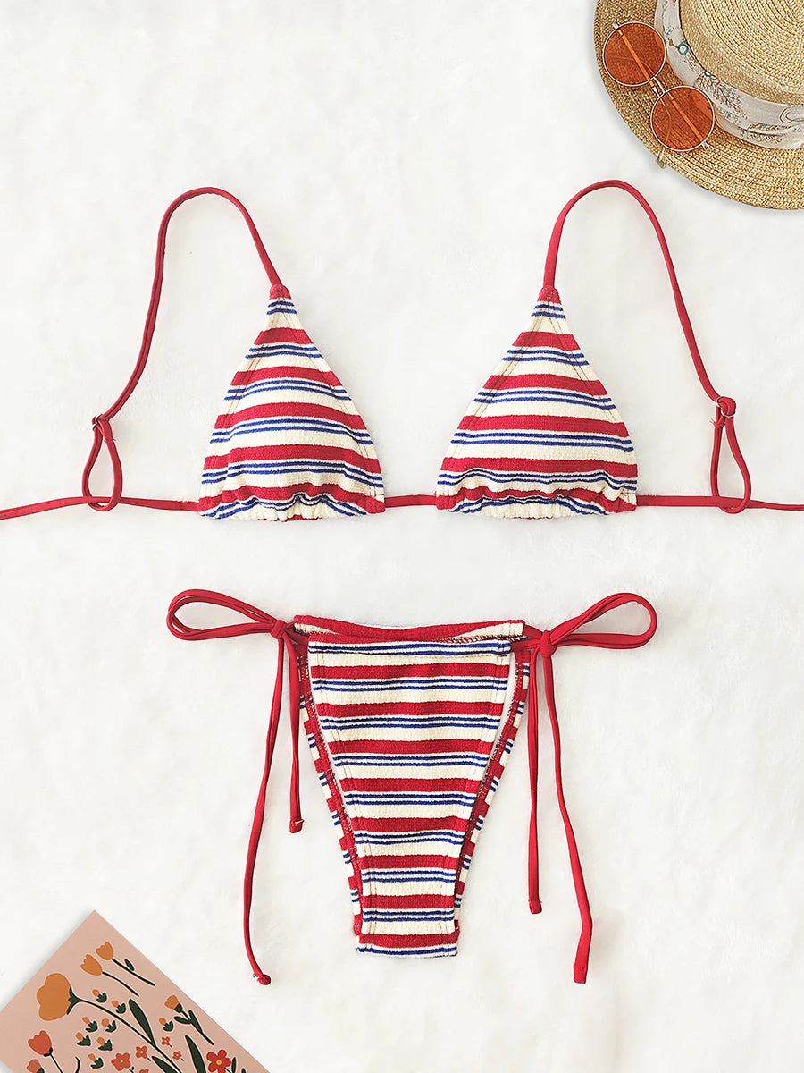 Women’s Sexy Push-Up Two-Piece Stripe Bikini Set