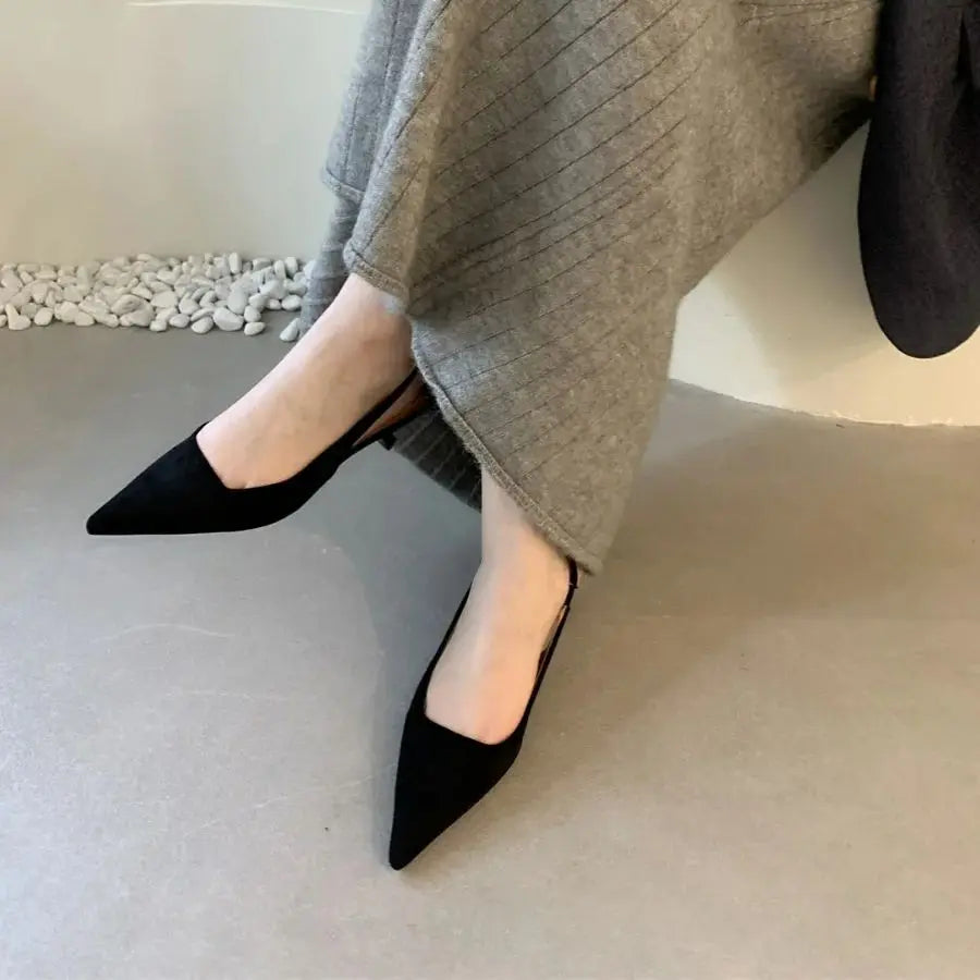 Bailamos Pointed-Toe Slingback Mules with Low Heel