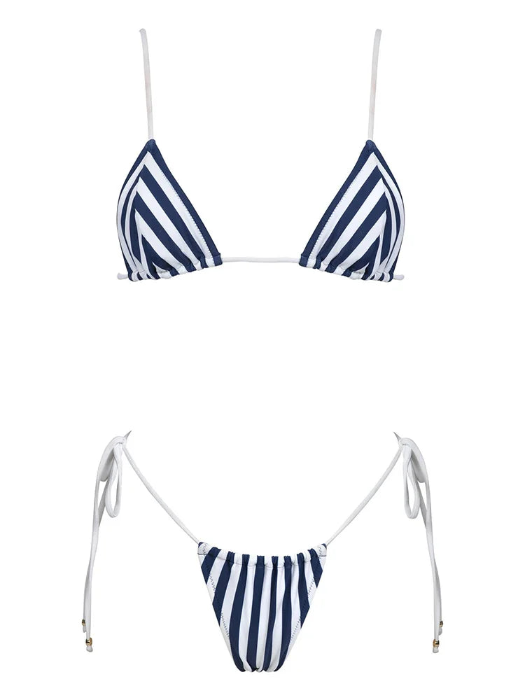 Triangle Striped Micro Bikini
