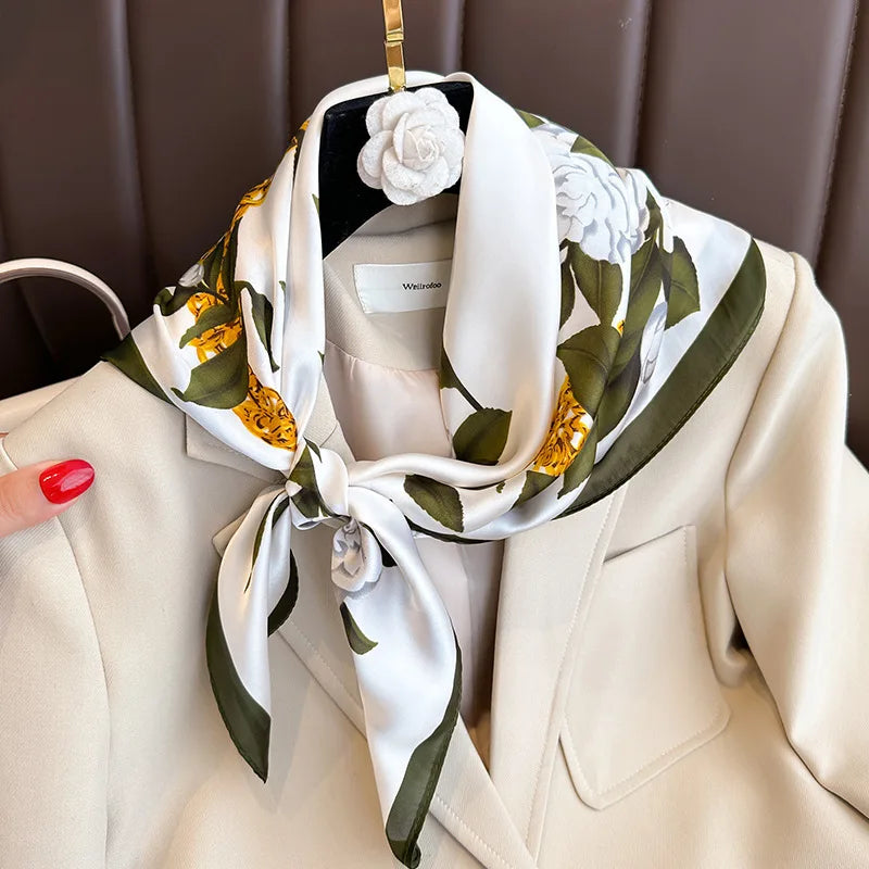 Silky Square Scarf & Head Wrap for Women