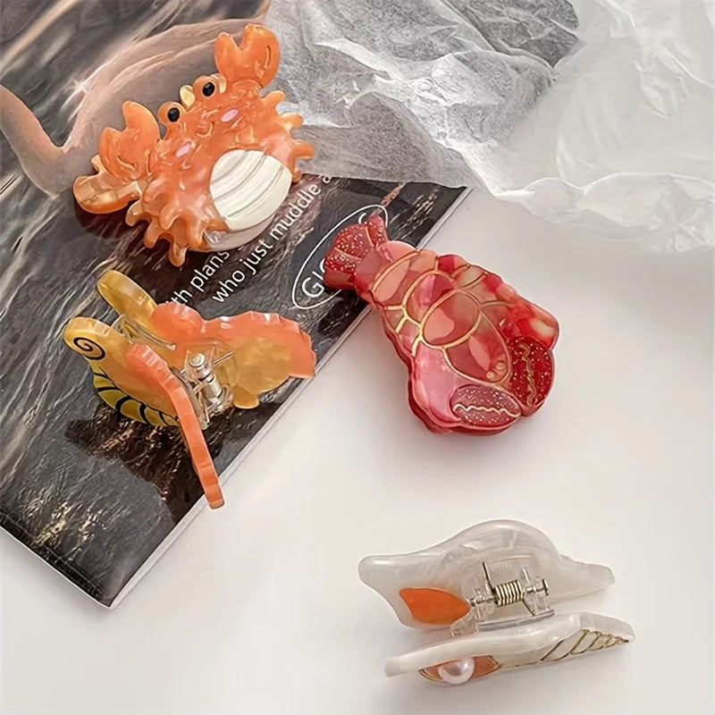 Ocean Animal Claw Clips with Crab, Starfish & Whale