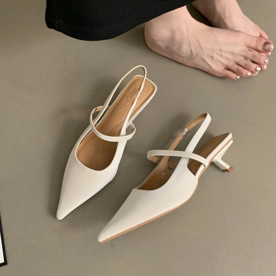 Bailamos Pointed-Toe Slingback Mules with Low Heel