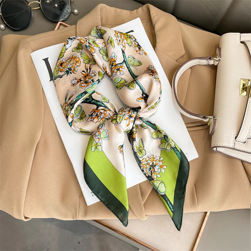 Silky Square Scarf & Head Wrap for Women