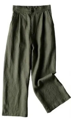 Cotton Linen Pants with Wide-Leg