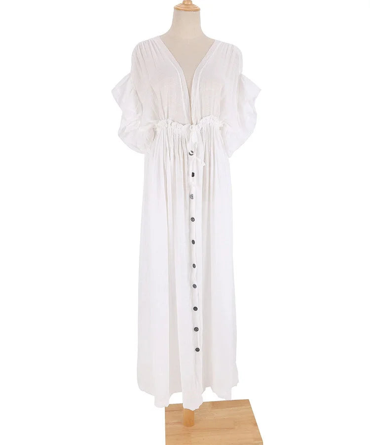Long V-Neck Kimono Cover-Up