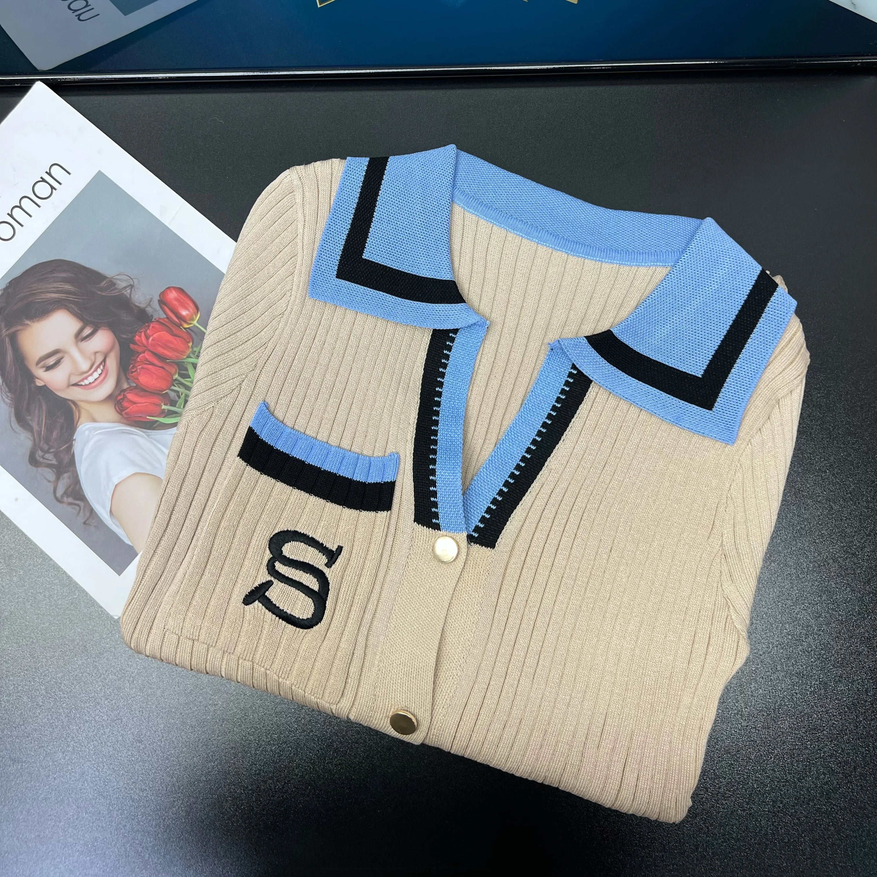 YuooMuoo Embroidered Knit Wrap Sweater Dress