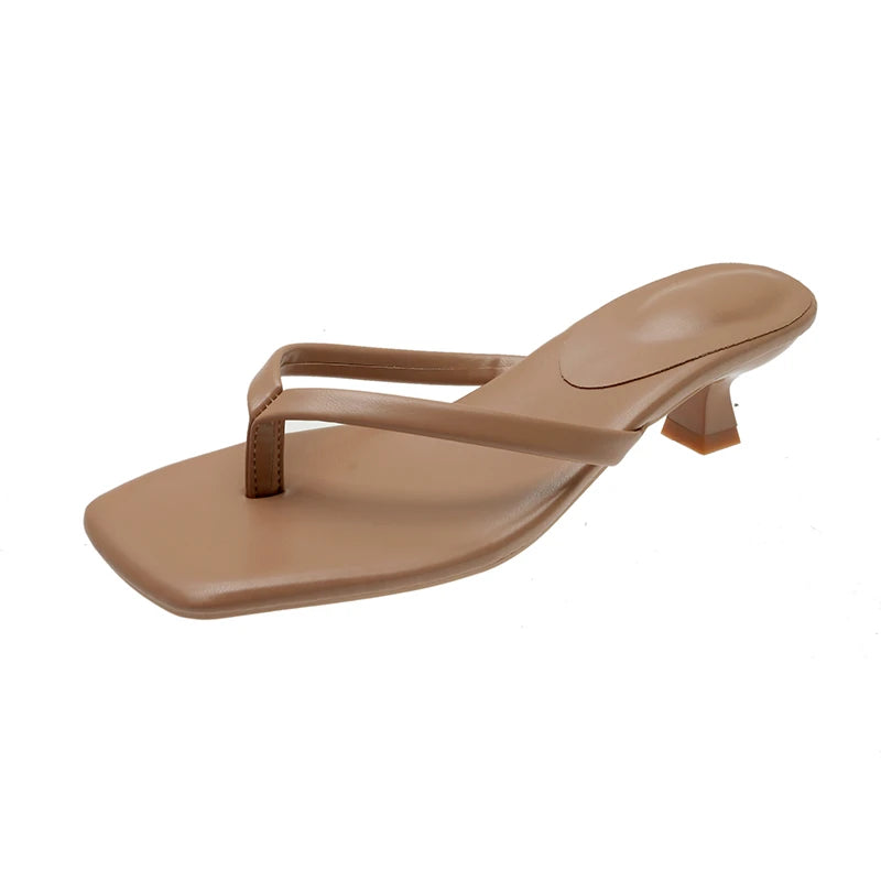 Clip-Toe Sandals with Low Heel