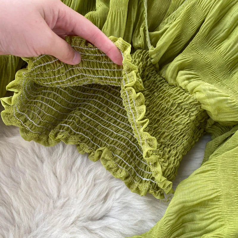 Sheer Y2K Chiffon Cropped Blouse with Long Sleeves